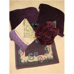 Purple pillows and rug set