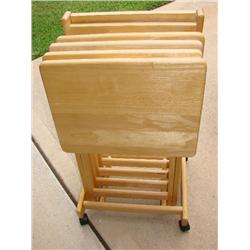 Set of TV Trays on Roller Cart
