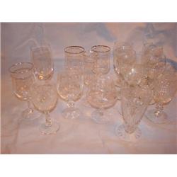 Large lot of etched stemware