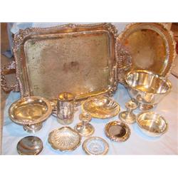 Silver-platters, bowls, candlesticks