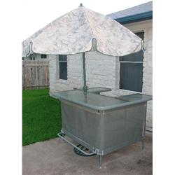 Outdoor patio bar table w/glass top & umbrella
