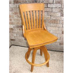 Oak swivel bar stool