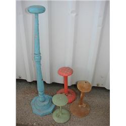 4 vintage wooden hat display stands