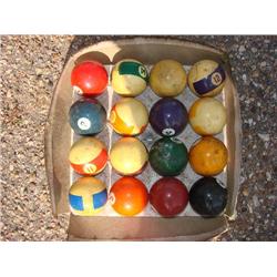 Set of old pool balls