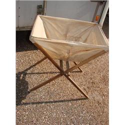 Old wood & linen laundry hamper