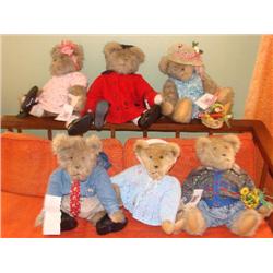 6 handcrafted & dressed Teddy bears