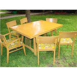 Art Deco dining table w/leaf & 6 chairs