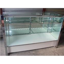 Lighted glass display cabinet w/glass shelves