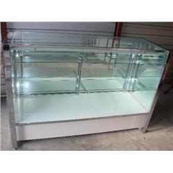 Lighted glass display cabinet w/glass shelves