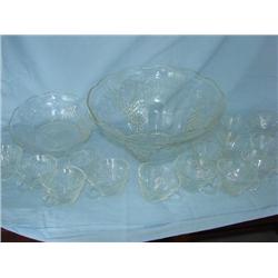 Punch bowl w/cups & matching serving dish