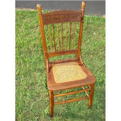 Cane Seat Chair,w/pressed back leaf design