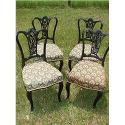 Set of 4 Ebonized Mahogany Music Chairs