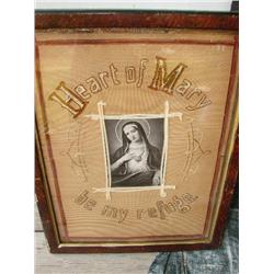 "Heart of Mary Be My Refuge" framed sampler