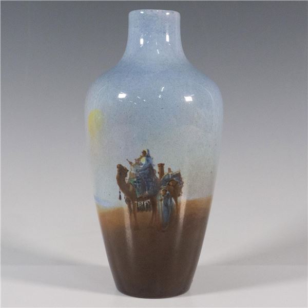 Rare Royal Doulton Titanian Ware Vase, Arabs and Camels