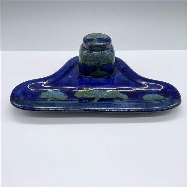 Moorcroft Pottery Inkwell and Ink Pen Holder, Moonlit Blue