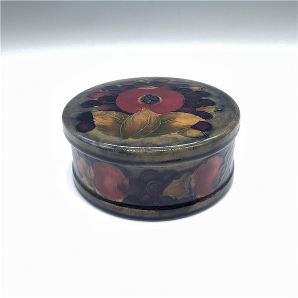 Moorcroft Pottery Round Covered Box, Pomegranate