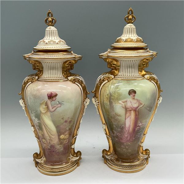 Pair of Royal Doulton Arthur Leslie Covered Vases RA7336.D.