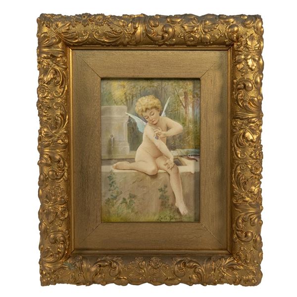 Leslie Johnson Painted Porcelain Plaque, Eros