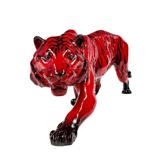 Royal Doulton Flambe Figure, Tiger Stalking HN1082