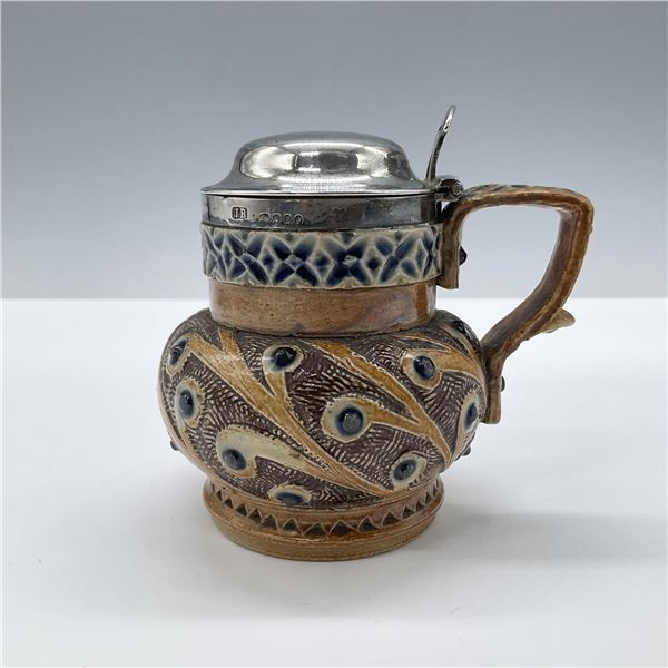 R. W. Martin Stoneware Condiment Pot with Sterling Lid