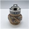 Image 2 : R. W. Martin Stoneware Condiment Pot with Sterling Lid