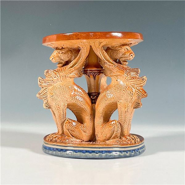 Royal Doulton Art Union of London Rare Stoneware Centerpiece, Mythical Lions
