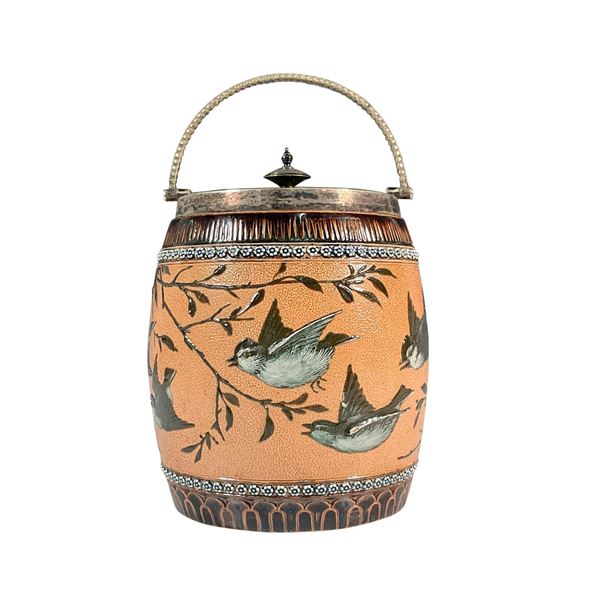 Doulton Lambeth Florence Barlow Lidded Biscuit Jar, Birds in Flight