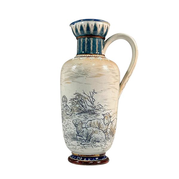 Doulton Lambeth Hannah Barlow Pitcher, Sheep