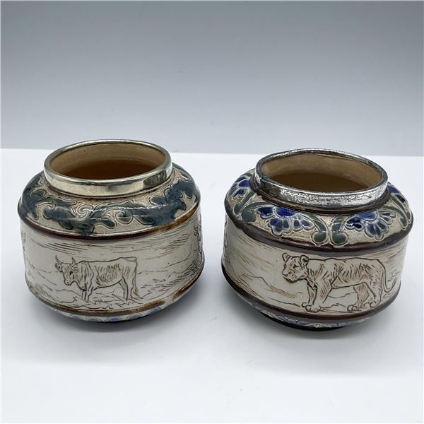 2pc Doulton Lambeth Stoneware Hannah Barlow Pots