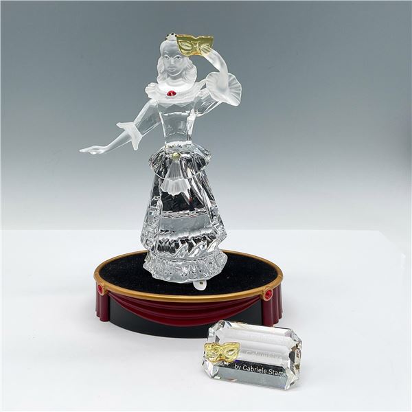 3pc Swarovski SCS Crystal Columbine Figurine, Base & Plaque