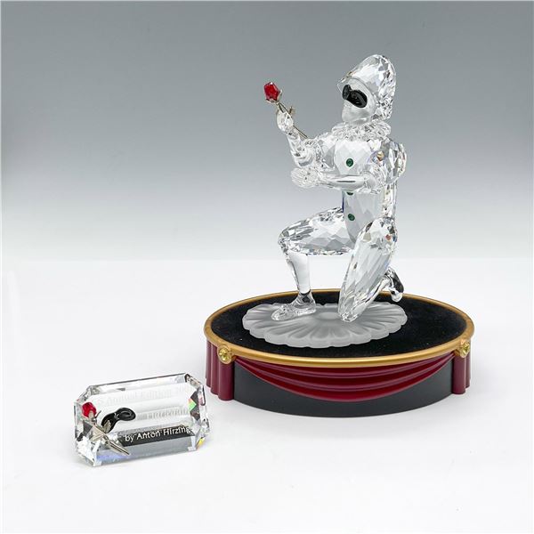 3pc Swarovski SCS Crystal Figurine Harlequin, Plaque, & Base