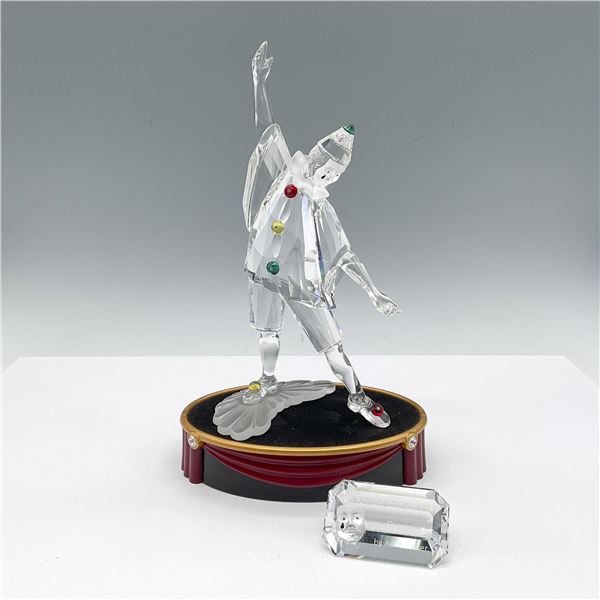 3pc Swarovski Crystal Figurine, Pierrot, Plaque & Base