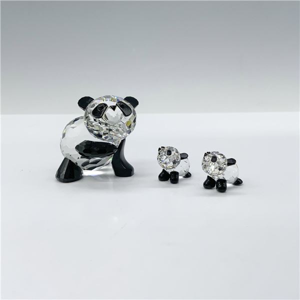 3pc Swarovski Crystal Figurines, Panda Mother & Babies