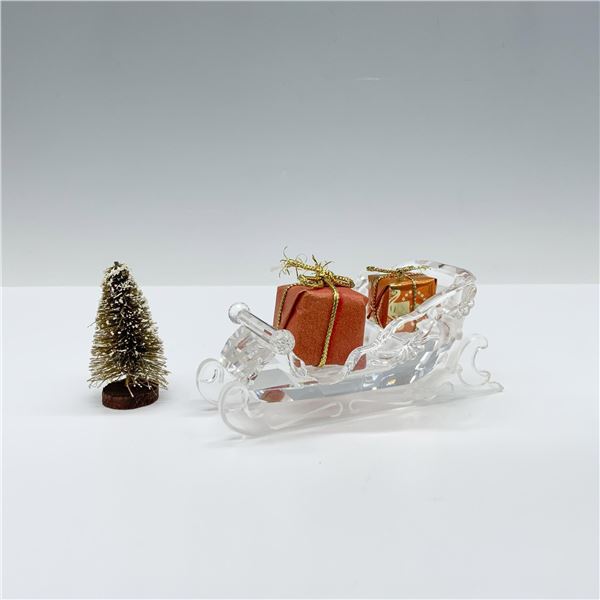 4pc Swarovski Crystal Figurines, Sleigh with Accessories