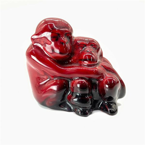 Monkeys in Embrace - HN254 - Royal Doulton Flambe Animal Figure