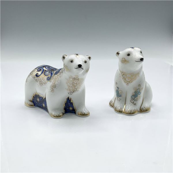 Royal Crown Derby Bone China Paperweights, Polar Bear Cubs