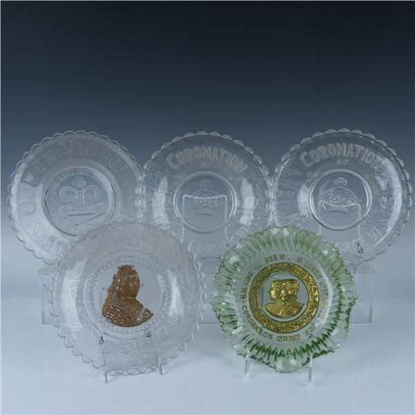 5pc British Royalty Commemorative Glass Plates