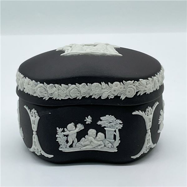 Wedgwood Black Jasperware Lidded Box, Cupid As Oracle