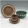 Image 1 : 4pc Wedgwood Jasperware Seashell Tableware, Green & Brown