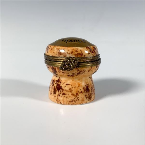 Limoges Chamart Porcelain Miniature Box, Champagne Cork
