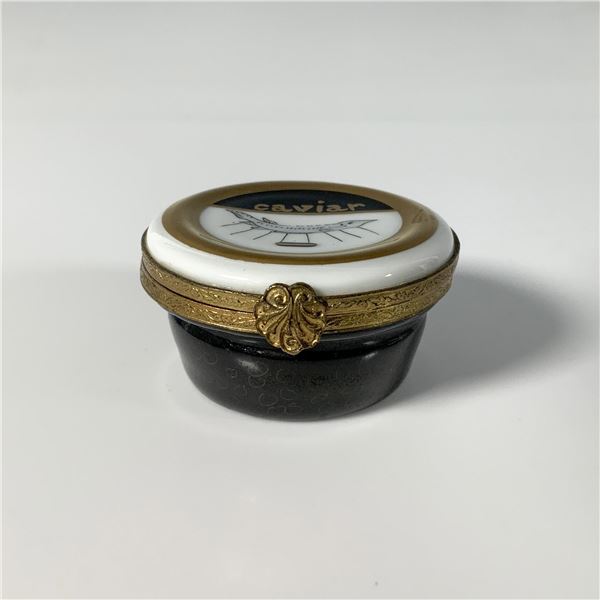 Limoges Miniature Decorative Porcelain Box, Caviar