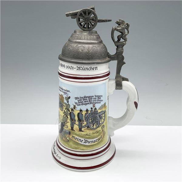 German Porcelain Beer Stein, Kanonier Franz Neumayr