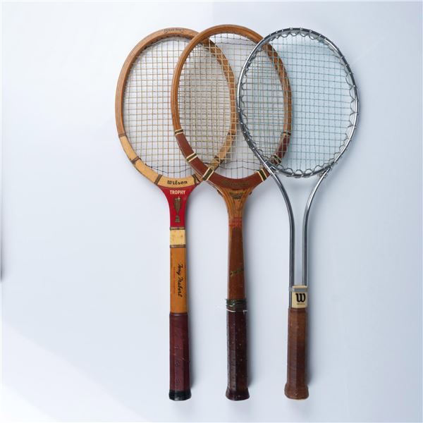 3pc Classic Dunlop and Wilson Tennis Rackets