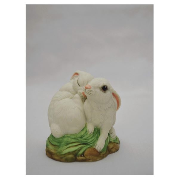 Boehm Porcelain Rabbits Snuggling, Sculpture, 1985