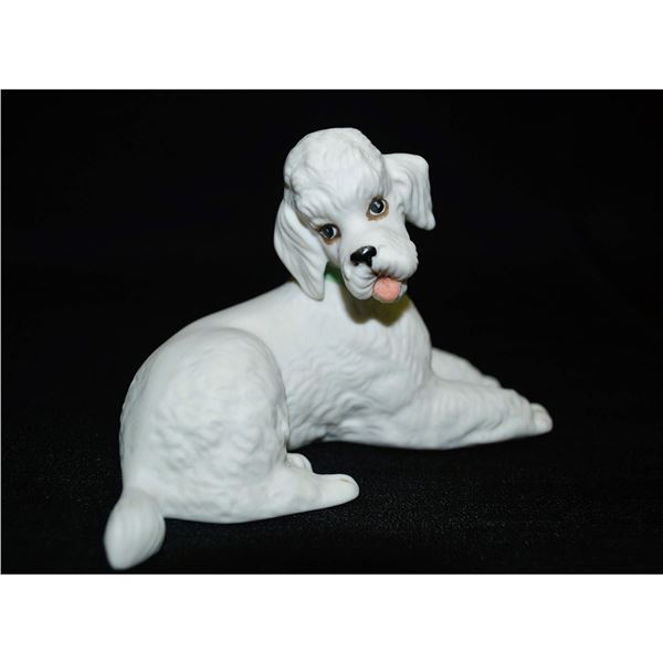 Boehm Porcelain Poodle Reclining Dog, W/Green Collar, 1959
