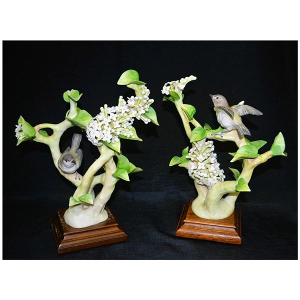 Cybis Porcelain Blue Headed Verios W/Lilac, Sculptures, Pair, 1967