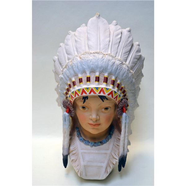 Cybis Porcelain Indian Boy Head Sculpture, 1975