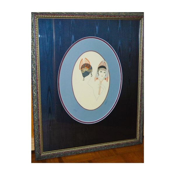 Erte' Original Lithograph The Mirror, Ltd. Ed., Signed, 1979, Custom Framed