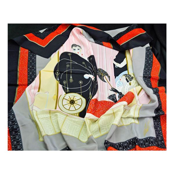 Erte'Art Deco Silk Scarf "Opera Box" 36" Square