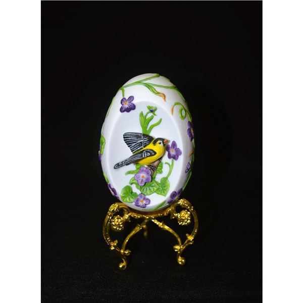 Lenox Porcelain Egg with 3D Florals W/Gold Stand, 1994